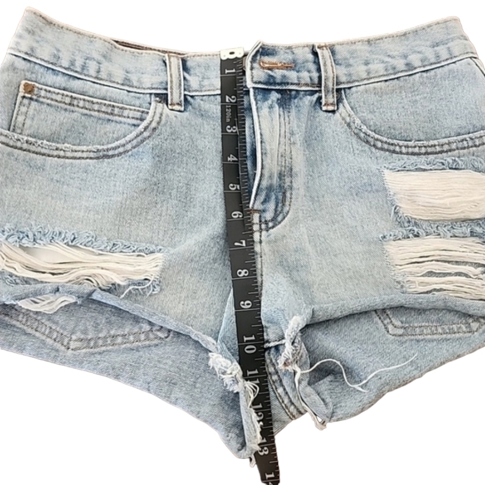 BILLABONG Drift Away Cut Off Jean Shorts 28 Surfside Wash Jeans Ripped Destroyed - Picture 11 of 15